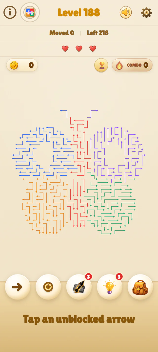 Colorful butterfly Arrow Game challenge board